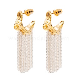 Orecchini con nappa a catena in ottone a forma di C&nbsp;EJEW-G391-21G