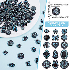 150 Stück 15 Stile preußischblaue undurchsichtige Acrylperlen&nbsp;OACR-AR0001-31
