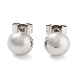 Orecchini a bottone semicircolari in acciaio inossidabile chirurgico 316 anti-ossidazione per donne e uomini&nbsp;EJEW-Z050-08A-AS