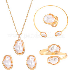 Set di gioielli in lega ovale e perle di plastica&nbsp;WGB491C-23