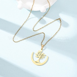 Colliers à pendentif arbre en acier inoxydable 304 avec chaîne câble pour hommes et femmes&nbsp;NJEW-K308-05D-G