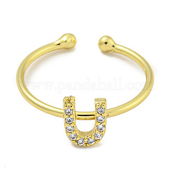 Anillos de puño abiertos de latón chapado en rack para mujer&nbsp;RJEW-F162-02G-U