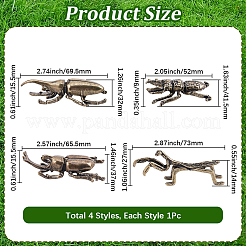 4 Stück 4 Stile Legierung Käfer & Mantis Display Dekorationen&nbsp;DJEW-SP0001-37