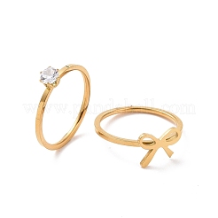 2 Uds. Juego de anillos de pareja de circonita cúbica transparente de 2 estilos&nbsp;RJEW-D120-23B-G