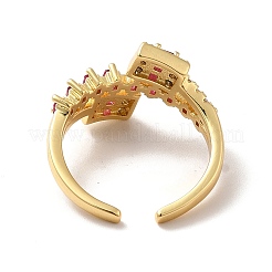 Bague à manchette ouverte rectangulaire en zircone cubique avec placage ionique (IP)&nbsp;RJEW-C041-11G