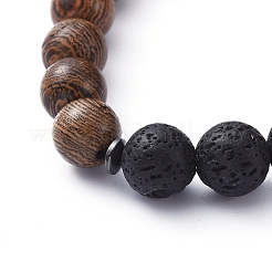 Bracelets extensibles en perles de bois naturel&nbsp;BJEW-JB05231-01