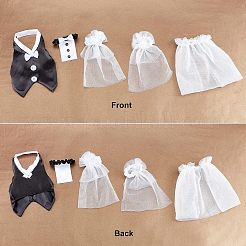 2 ensemble de 2 housses de bouteille de vin en organza et tissu pour mariés&nbsp;AJEW-CA0002-44