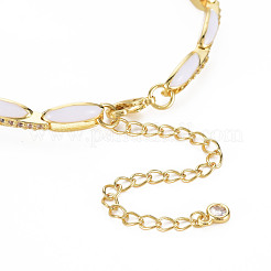 Pulsera de cadena de eslabones de circonita cúbica micro pavé de latón para mujer&nbsp;BJEW-T020-05G-08