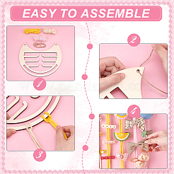 1 Stück bogen-/katzenförmiger Schmuck-Organizer aus Holz zur Wandmontage&nbsp;DIY-PH0022-99B