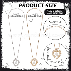 4 collier pendentif cœur en laiton micro-pavé de zirconiums cubiques transparents avec crâne en acrylique&nbsp;NJEW-PH0001-56