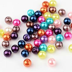 Couleur mélangée perle d'imitation mardi acrylique perles rondes de gras&nbsp;X-PACR-8D-M