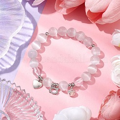 Bracelets à breloques en laiton chat&nbsp;BJEW-JB10484-02