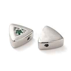 Echte platinierte Messingperle mit Mikropavé-Kubikzirkonia&nbsp;KK-H455-08P-03