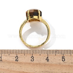 Sechseckige Fingerringe aus natürlichem Tigerauge&nbsp;RJEW-B113-02G-05