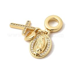 Europäische Anhänger mit klarem Zirkonia in Pavé-Fassung aus Messing&nbsp;KK-A296-06B-G