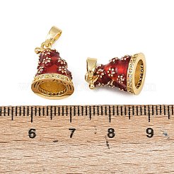 Pendentifs de Noël en laiton micro pavé de zircones cubiques et émail&nbsp;KK-B161-15G-04