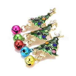 Sapin de noël avec cloche émail broche avec strass&nbsp;JEWB-A004-27G
