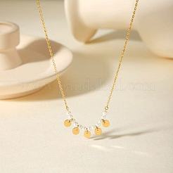 Elegante Halsketten aus Edelstahl mit Kunstperlen und Scheiben für Damen&nbsp;CZ7605