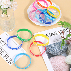 40 stücke 10 farben wort star student silikon schnur armbänder set armband&nbsp;BJEW-GF0001-13