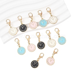 12 pieza de 4 decoraciones colgantes de reloj de aleación de esmalte de estilo&nbsp;HJEW-YW00259