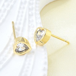Ohrstecker aus Messing mit Mikropavé und klaren kubischen Zirkonia für Damen&nbsp;EJEW-F363-02G