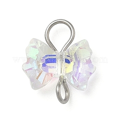 4 breloque de connecteur en forme de nœud papillon en verre galvanisé&nbsp;PALLOY-JF04406-02