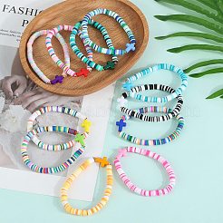 11 Stück Armbänder aus Polymer-Tonperlen&nbsp;BJEW-SW001596
