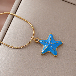 Colliers pendentifs vintage océan en acier inoxydable 304 émaillé en forme d'étoile de mer pour femmes&nbsp;LS-FT5866