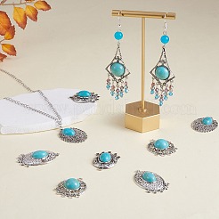 10 Stück Türkis + Legierung Anhänger Vintage Legierung Ohrring Kopf DIY handgefertigtes Material (5 Stile)&nbsp;JX575A