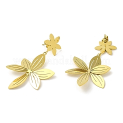 Pendientes colgantes de acero inoxidable con forma de flor hueca para mujer&nbsp;LS-EJEW-G360-01A