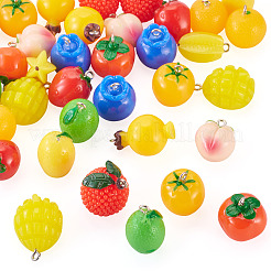 48 pendentif en résine opaque sur le thème des fruits&nbsp;RESI-TA0005-58