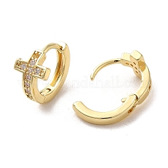 Pendientes de aro de latón chapado en cremallera con micropavé de circonitas cúbicas&nbsp;EJEW-A031-24G