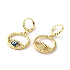 Böse Augen Ohrringe aus echtem 18 Karat vergoldetem Messing mit Klapphebel&nbsp;EJEW-Q797-09G-04