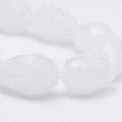 Larme facettes imitation jade perles de verre brins&nbsp;GLAA-Q052-A05