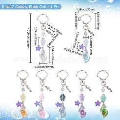 7 pz 7 colori conchiglia luminosa trasparente acrilico e decorazioni pendenti in vetro&nbsp;HJEW-SC00105