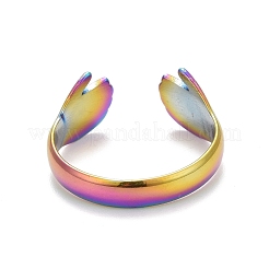 Bague ouverte à double main en acier inoxydable 304 couleur arc-en-ciel avec placage ionique (IP) pour femme&nbsp;RJEW-C025-08A-M