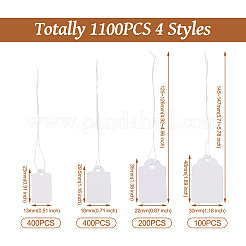 1100 pz 4 stili cartellini dei prezzi in carta bianca con corda di cotone&nbsp;CDIS-PJ0001-02