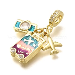 Europäische Charm-Anhänger aus Messing mit Emaille&nbsp;KK-M309-18G-03