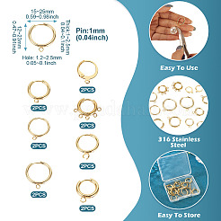 14 pieza de 7 estilos de aros de acero inoxidable 201/316 para pendientes&nbsp;STAS-TA0005-50