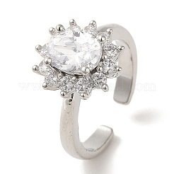 Bagues de manchette en laiton micro pavé de zircone cubique&nbsp;RJEW-H228-01P