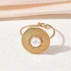 Fingerringe aus Edelstahl 304 mit Kunststoffperlen für Damen&nbsp;SA-CBAA981-01G-01