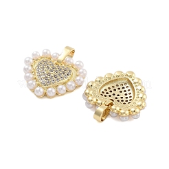 Pavé di ottone con zirconi trasparenti e pendenti con perline imitazione abs&nbsp;KK-U009-03G
