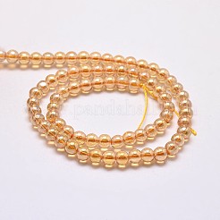 Imiter cristal autrichien verre de galvanoplastie chapelets de perles rondes&nbsp;GLAA-F030-10mm-A01