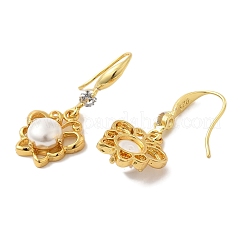Orecchini pendenti in perle finte abs con fiore&nbsp;EJEW-K289-03G