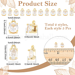 10 pièce 2 styles de breloques en laiton micro pavées en zircone cubique transparente&nbsp;KK-YW0004-36
