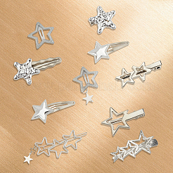 10 Stück 10 Stile Stern Eisen & Stoff Snap Haarspangen und Eisen Alligator Haarspangen&nbsp;PHAR-CY0001-07
