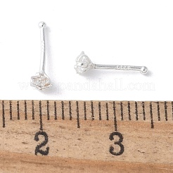 Orecchini a bottone in argento fine con zirconi cubici trasparenti s999&nbsp;EJEW-M064-01S-02