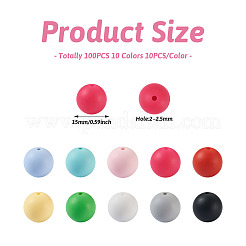 100 pièces 10 couleurs perles focales en silicone écologiques de qualité alimentaire&nbsp;SIL-BY0001-02