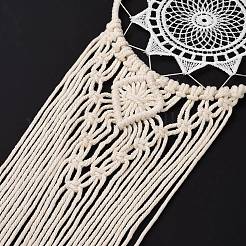Decorazioni da appendere alla parete in cotone macramè con rete intrecciata a fiori&nbsp;PW23021575079