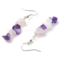 Set di orecchini pendenti in quarzo rosa naturale e ametista&nbsp;EJEW-JE06246-01